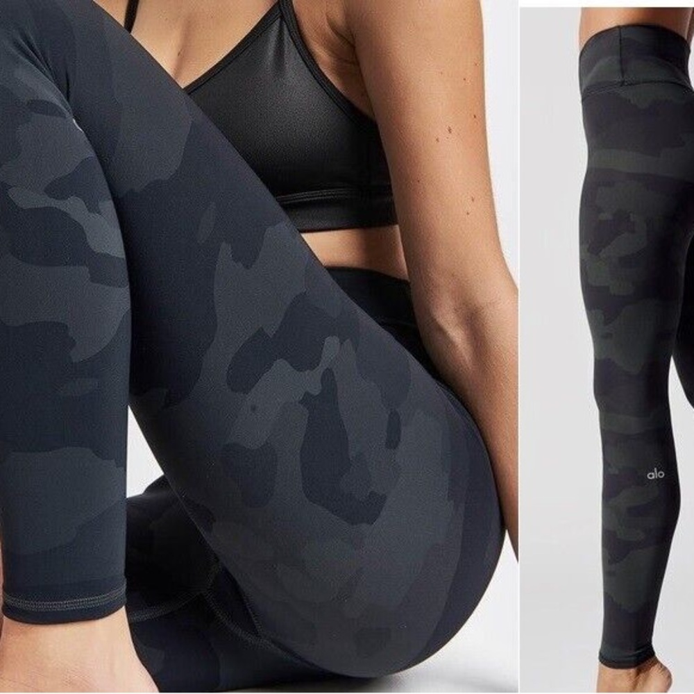 Alo Yoga Women’s Black High Waist Vapor Camo Leggings XS